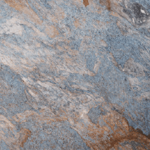 “Blue Amazon granite slab with blue and golden mineral patterns from Nujum Al-Rukham in Saudi Arabia.”