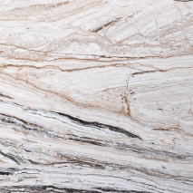 “Wooden Onyx slab with layered beige, cream, white, and dark wood-like bands from Nujum Al-Rukham in Saudi Arabia.”
